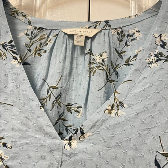 Lucky Brand Taylor Ruffle Peasant Blouse Blue - Small - Picture 8 of 16